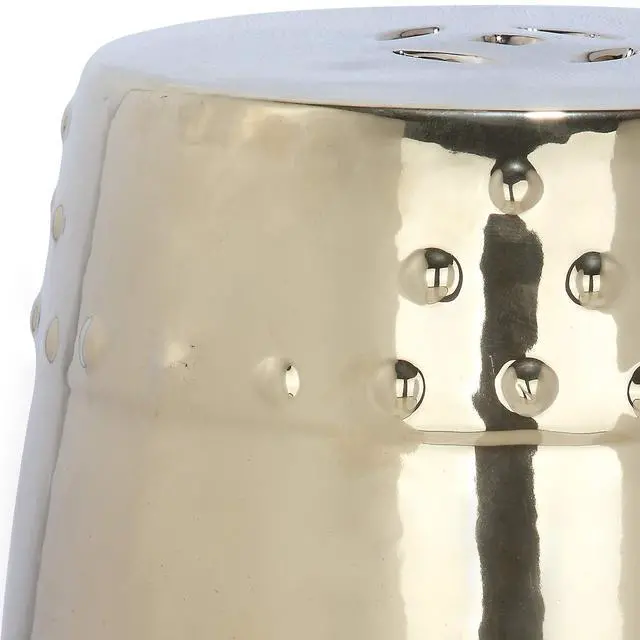 Alt view image 5 of 6 - Furniture - Modern Ming Decorative Garden Stool - Gold - Ceramic - Artisan Chinoiserie Design - Ideal for Living Room, Patio, Garden - Fully Assembled (ACS4516D)
