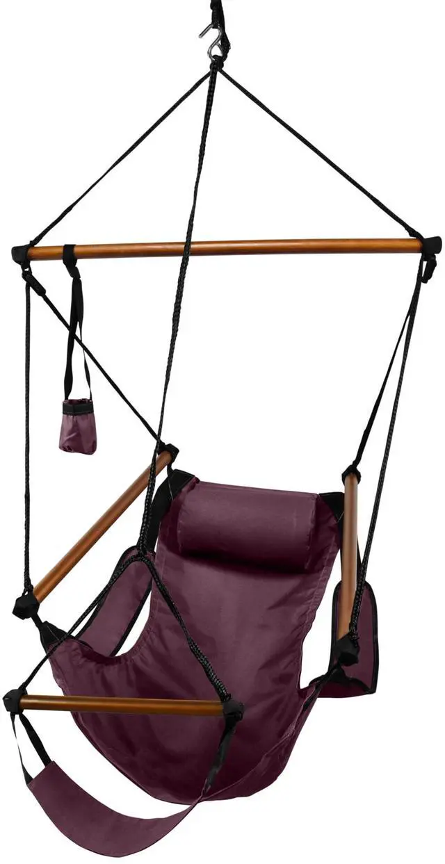 Main image of Hanging Hammock Air Chair, Wooden Dowels, Burgundy