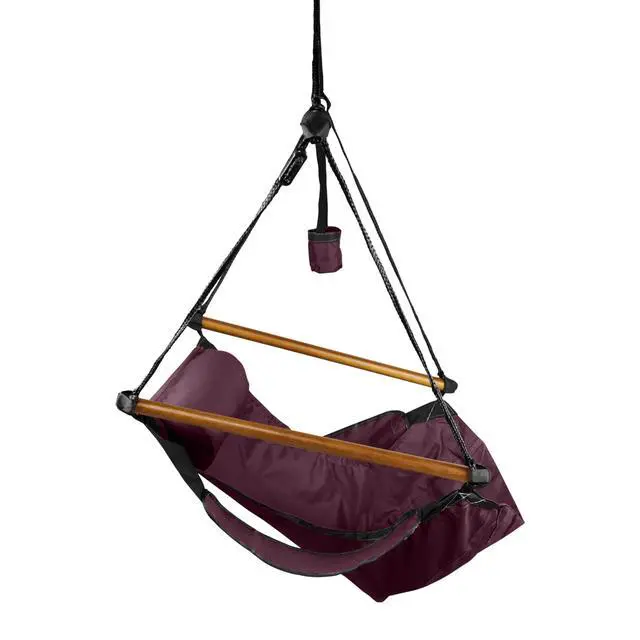 Alt view image 2 of 6 - Hanging Hammock Air Chair, Wooden Dowels, Burgundy