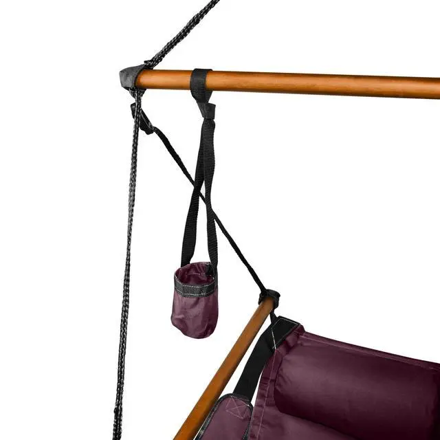 Alt view image 3 of 6 - Hanging Hammock Air Chair, Wooden Dowels, Burgundy