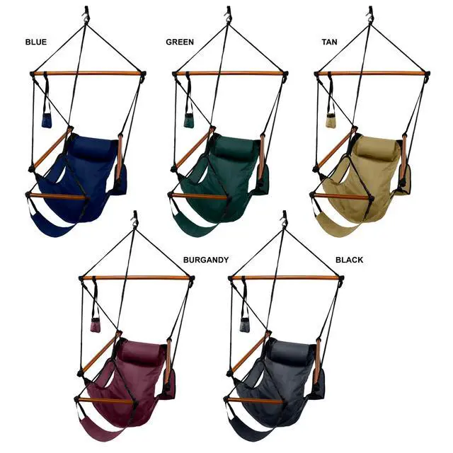 Alt view image 6 of 6 - Hanging Hammock Air Chair, Wooden Dowels, Burgundy