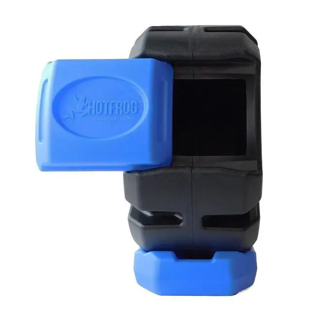 Alt view image 6 of 6 - HOTFROG Half Size Rolling Single Chamber Batch Tumbling Composter - Outdoor Rotating Garden Compost Bin (HF-RC2000WB-BLU) Black & Blue (19-Gallon)