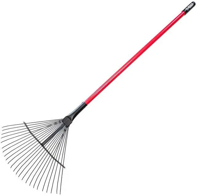 Main image of 24-Tine Thatching Garden Rake for Leaves | Heavy Duty Metal Leaf Rake | Dethatching Large Leaves and Yard Debris, 23.5" Wide 68" Fiberglass Long Handle Rakes for Gardening 100% Made in USA