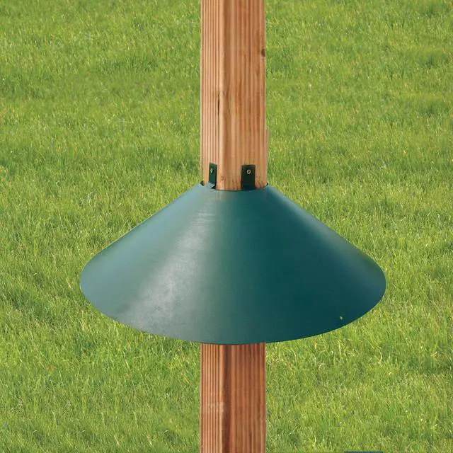 Alt view image 3 of 5 - Metal 4 x 4 Inch Wrap Around Bird Feeder Squirrel Baffle Guard Pole Posts to Deter Squirrels, Racoons, and Critters from Bird Feeders, Green