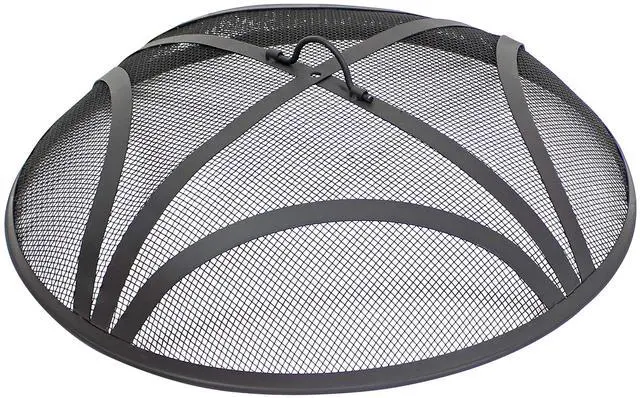 Main image of Sunnydaze Outdoor Patio Fire Pit Screen - Reinforced Steel Mesh Round Fire Pit Spark Screen with Handle - 22" Diameter