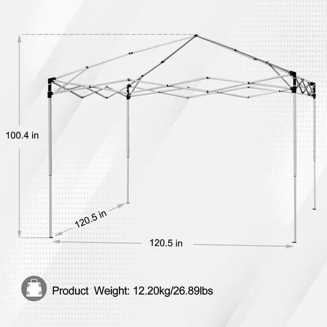 Alt view image 2 of 6 - 10 x 10 FT Pop Up Canopy Tent - Instant Outdoor Canopy with Wheeled Carry Bag, 4 Ropes, Straight Legs, Stakes,Height Adjustable Outdoor Tent Sun Protection Beach Shelter, White