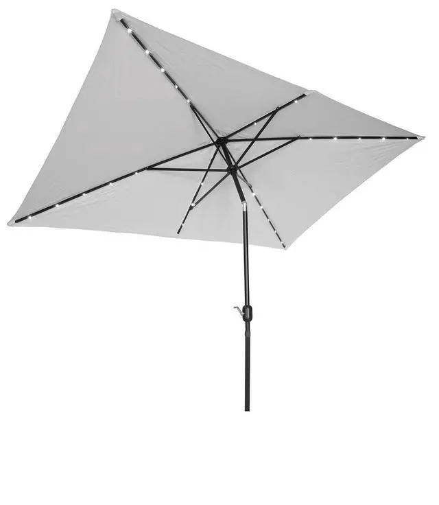 Alt view image 4 of 6 - Rectangular Solar Powered LED Lighted Patio Umbrella - 10' x 6.5' - (Gray)
