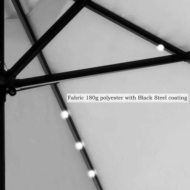 Alt view image 5 of 6 - Rectangular Solar Powered LED Lighted Patio Umbrella - 10' x 6.5' - (Gray)