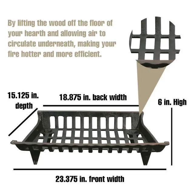 Alt view image 2 of 2 - 15424 Cast Iron Fire Grate, Black, 24-Inch