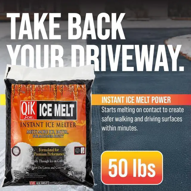Alt view image 2 of 6 - Calcium Chloride Ice Melt- 50Lbs Bag- Instant Snow and Ice Melt for Sidewalks, Driveways, Steps, and Parking Lots - Deicer for Concrete, Asphalt, and Other Surfaces