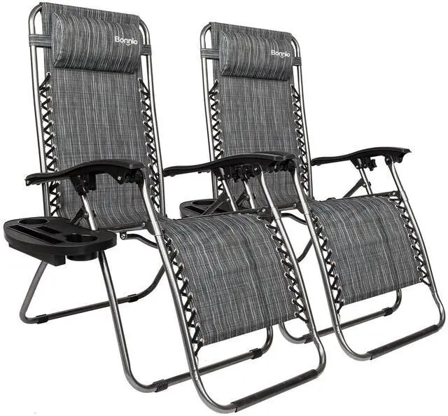 Main image of Zero Gravity Chair Set of 2, Outdoor Lounge Chairs with Pillow and Cup Holder Patio Lawn Chair Outdoor Recliner for Deck,Patio,Beach,Yard
