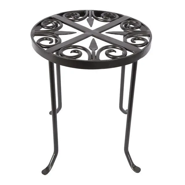 Alt view image 2 of 6 - VTT-01 Round Trivet Wrought Iron Plant Stand, Graphite