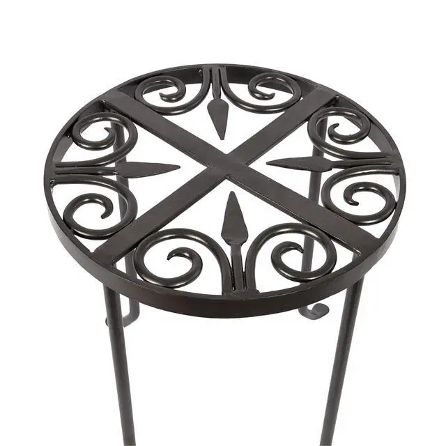 Alt view image 3 of 6 - VTT-01 Round Trivet Wrought Iron Plant Stand, Graphite