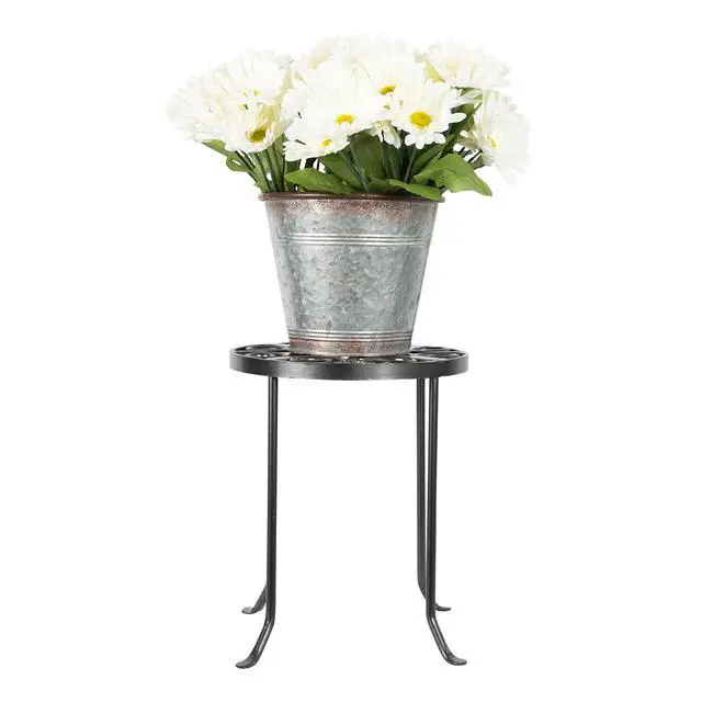Alt view image 4 of 6 - VTT-01 Round Trivet Wrought Iron Plant Stand, Graphite