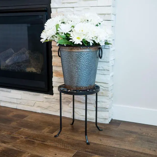 Alt view image 5 of 6 - VTT-01 Round Trivet Wrought Iron Plant Stand, Graphite