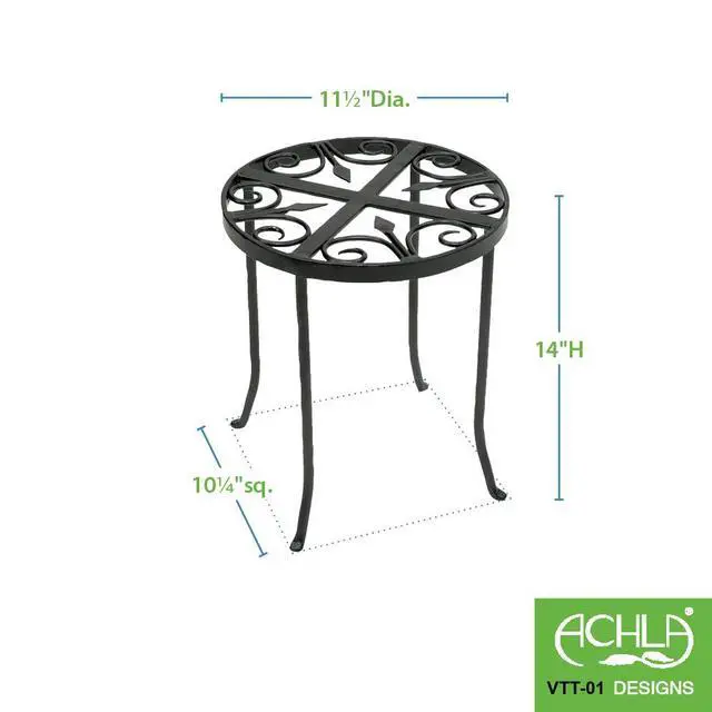 Alt view image 6 of 6 - VTT-01 Round Trivet Wrought Iron Plant Stand, Graphite