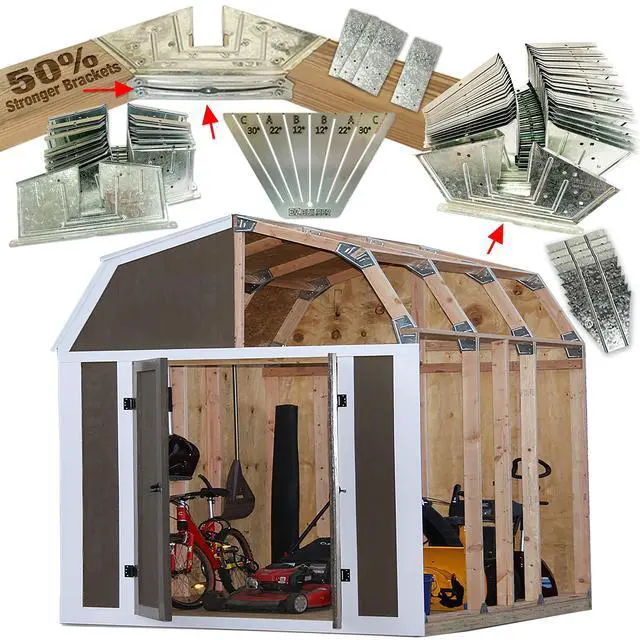 Main image of 50 Structurally Stronger Truss Design Easy Shed Kit Builds 6in14in Widths Any Length Storage Barn Shed Garage Playhouse Easy Framing Kit 2x4 Basic Barn Roof Wood NOT Included