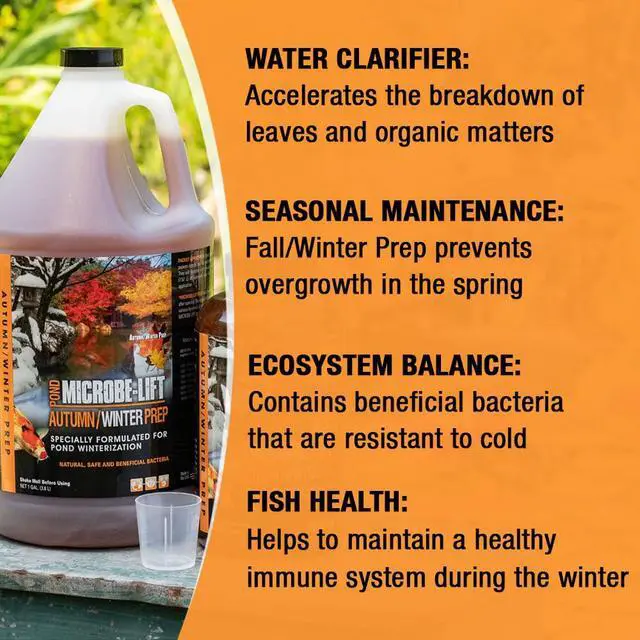 Alt view image 3 of 5 - Autumn and Winter Prep Seasonal Conditioner for Ponds and Outdoor Water Gardens, Safe for Live Koi Fish, Plants, and Décor, 1 Gallon Liquid and 8 2-Ounce Packets