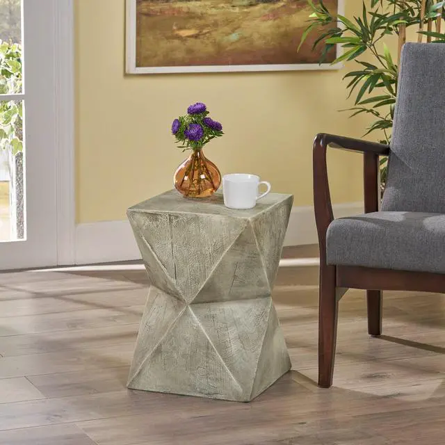 Alt view image 2 of 6 - Lux Outdoor Weight Concrete Side Table, Light Gray