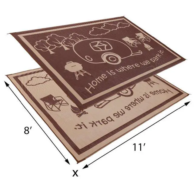 Alt view image 2 of 5 - Ming's Mark RH8117 Reversible RV Home Mat - 8' x 11', Brown/Beige