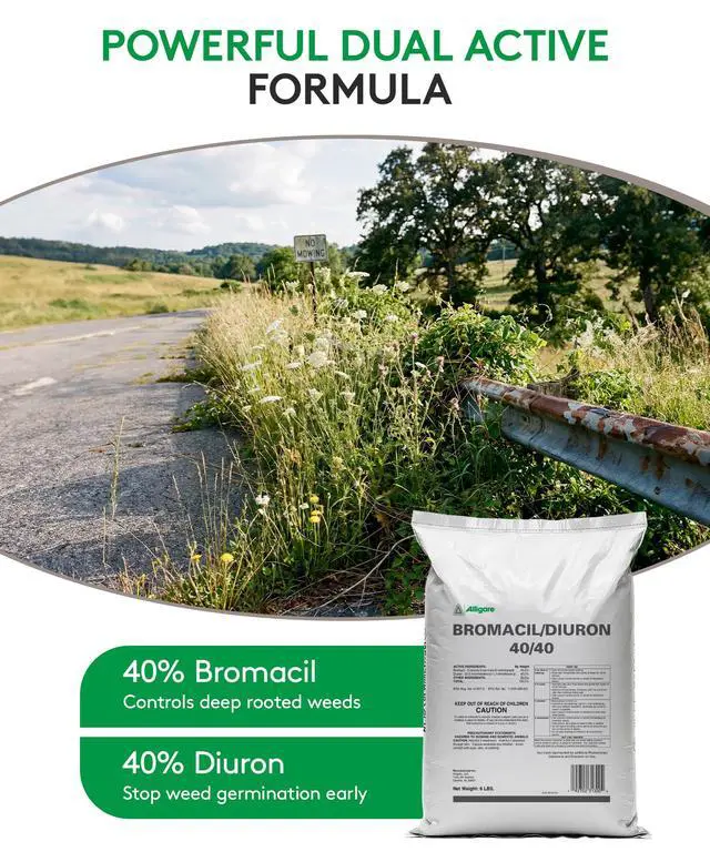 Alt view image 2 of 6 - Bromacil 40/40 Weed Killer Concentrate for Annual & Perennial Weeds - Pre-Emergent Herbicide for Railroads & Industrial Areas - 360 Days Residual, Compare to Krovar - Granular, 6 lb