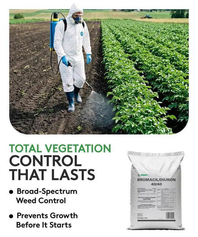 Alt view image 6 of 6 - Bromacil 40/40 Weed Killer Concentrate for Annual & Perennial Weeds - Pre-Emergent Herbicide for Railroads & Industrial Areas - 360 Days Residual, Compare to Krovar - Granular, 6 lb