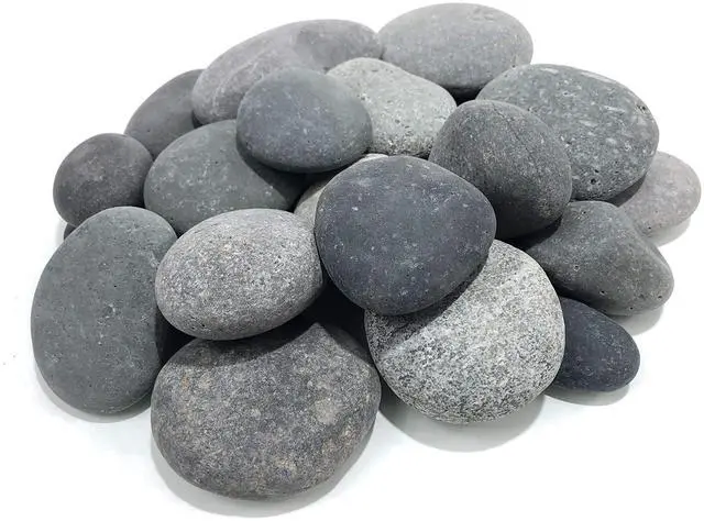 Main image of 50 Lb. Premium Black Grey Mexican Beach Pebbles 3-5 inches, Decor, Garden, Landscape, Pathways, Backyard, Rock Pebble