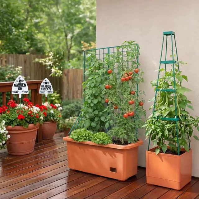 Alt view image 6 of 6 - Vegetable Planter with Wheels and Trellis - 58 Inch Self Watering