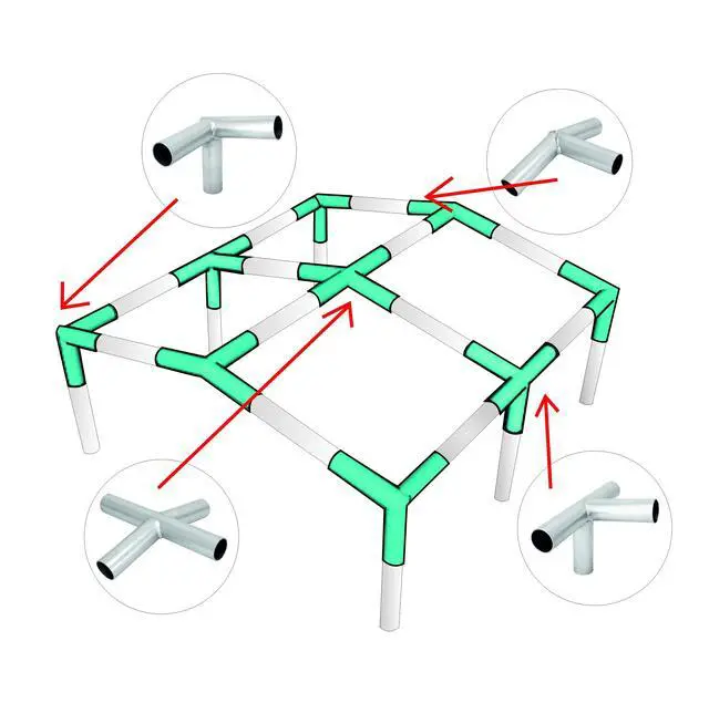 Alt view image 3 of 5 - Canopy Fittings Kit 1-3/8" Low Peak Frame Carport Connectors Full Set for 6 Legs, Heavy-Duty 16 Gauge Galvanized Steel
