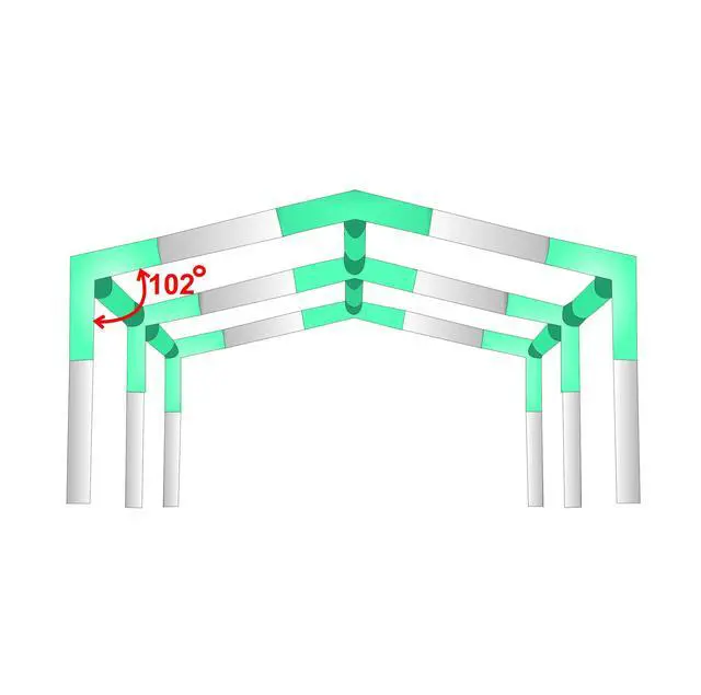 Alt view image 4 of 5 - Canopy Fittings Kit 1-3/8" Low Peak Frame Carport Connectors Full Set for 6 Legs, Heavy-Duty 16 Gauge Galvanized Steel