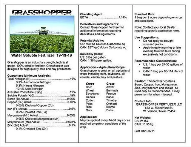 Alt view image 5 of 5 - Grasshopper 19-19-19 Foliar Fertilizer