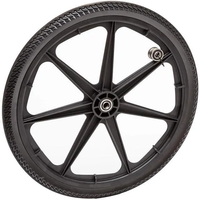 Main image of Flat Free Plastic Spoke Wheel | Wheel for Lawnmower, Garden Cart, Pony Wagon | Diameter/Tread/Hub/Bearing Options