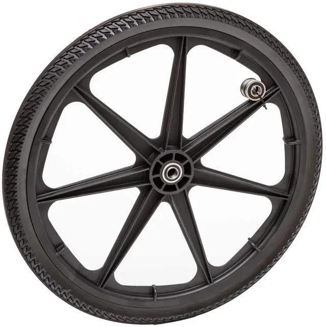 Main image of Flat Free Plastic Spoke Wheel | Wheel for Lawnmower, Garden Cart, Pony Wagon, Utility Cart | 11-24" Diameter | 5/8-3/4 Axle Bearing Options