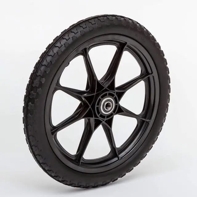 Alt view image 2 of 5 - Flat Free Plastic Spoke Wheel | Wheel for Lawnmower, Garden Cart, Pony Wagon, Utility Cart | 11-24" Diameter | 5/8-3/4 Axle Bearing Options