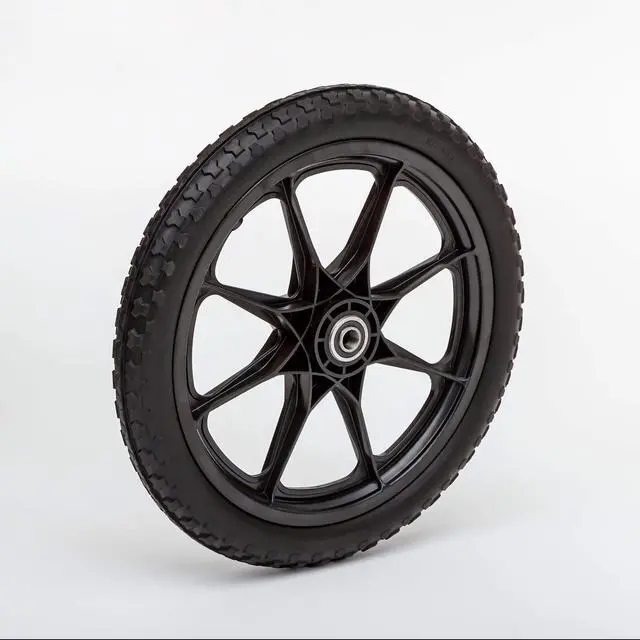 Alt view image 3 of 5 - Flat Free Plastic Spoke Wheel | Wheel for Lawnmower, Garden Cart, Pony Wagon, Utility Cart | 11-24" Diameter | 5/8-3/4 Axle Bearing Options