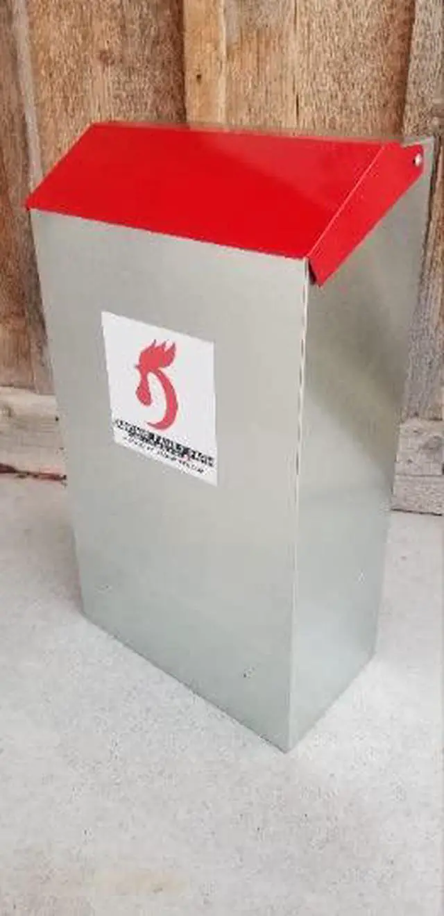 Alt view image 3 of 6 - Space Saving Mountable Steel Poultry Feeder (Back Feed, Front Loading)