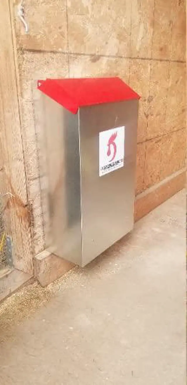 Alt view image 5 of 6 - Space Saving Mountable Steel Poultry Feeder (Back Feed, Front Loading)