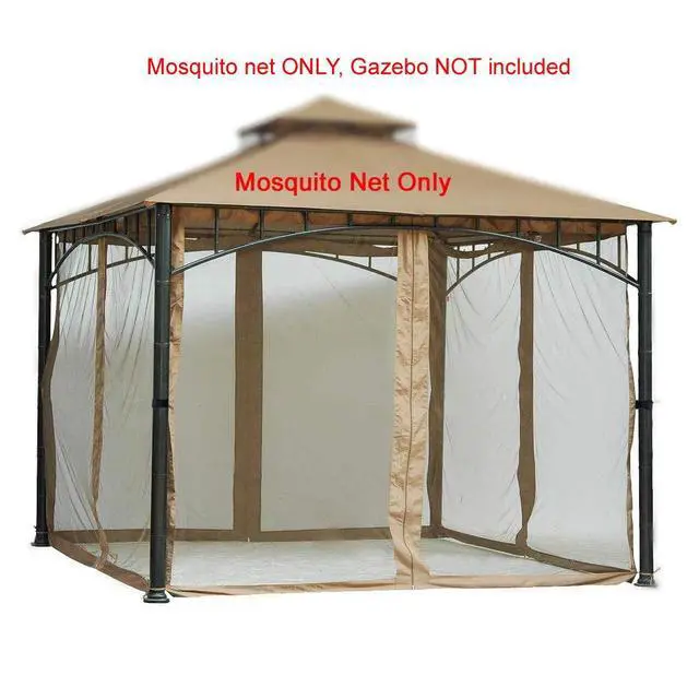 Alt view image 5 of 5 - Universal Replacement Mosquito Netting Screen Walls Set of 4 Panels for Gazebo Size 10 Ft X 12 Ft (Gazebo Mosquito Net Only)