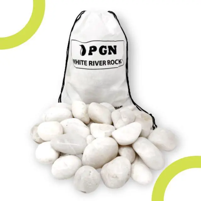 Alt view image 2 of 6 - PGN White River Rocks for Plants - 40 Pounds - White Rocks with Smooth, Polished Surfaces - 1-3 Inch Stones for Planters, Aquarium Decorations, Vase, Fireplace, Landscaping, Outdoor Decor