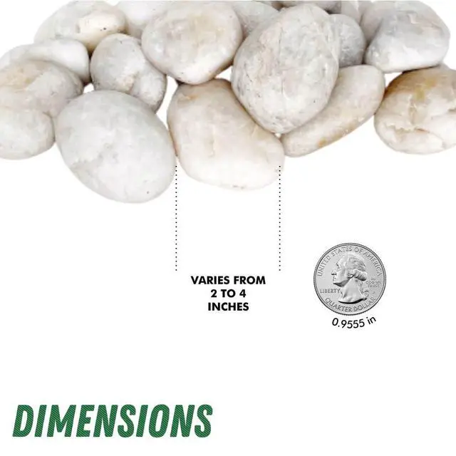 Alt view image 4 of 6 - PGN White River Rocks for Plants - 40 Pounds - White Rocks with Smooth, Polished Surfaces - 1-3 Inch Stones for Planters, Aquarium Decorations, Vase, Fireplace, Landscaping, Outdoor Decor
