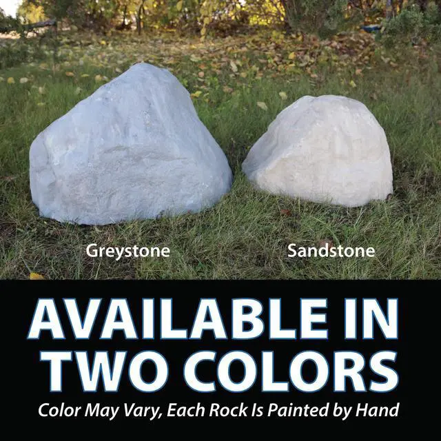 Alt view image 2 of 6 - CrystalClear TrueRock Outdoor Faux Rock Cover, Artificial Landscape Boulder Enclosure, Fake Decorative Landscaping Fiberglass Protection Dome, Realistic Natural Texture, Grey Stone, Small Size