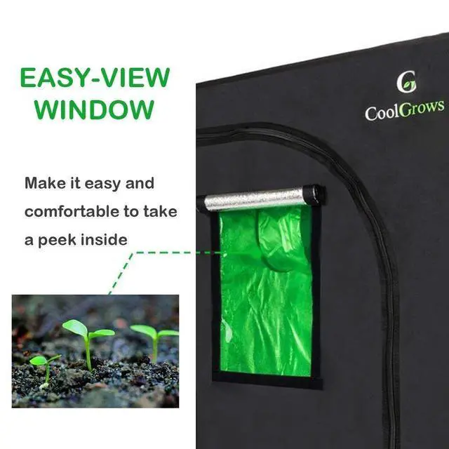 Alt view image 4 of 6 - Grow Tent, 3x3x6 Feet Mylar Grow Tent with Obeservation Window and Floor Tray for Indoor Plant Growing (36"x 36" x 72")