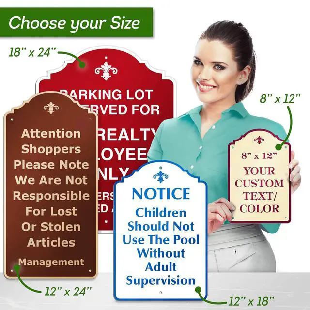 Alt view image 5 of 6 - Custom Sign, Customized for Outdoor/Indoor Use, Personalized Designer Style Sign, 12x24 Inch, 24 Colors, Rust-Free Thick AlumaBond - Made by:, USA (Florolex I - Flood)