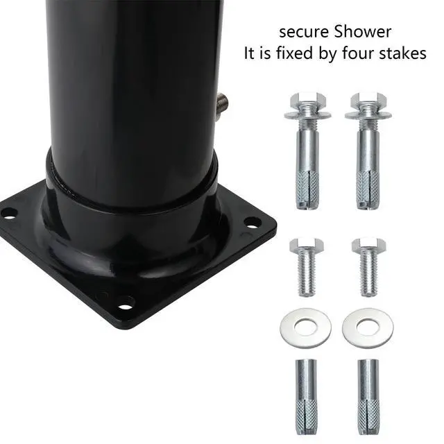 Alt view image 5 of 5 - 2.3 Gallon Solar Heated Outdoor Shower, 7.2 FT Height, Freestanding Outside Shower with 360° Swivel Shower Head & Foot Faucet, Hot & Cold Water Adjustment, Black