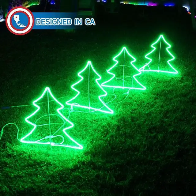 Alt view image 2 of 6 - LED Decorative for Christmas Lighting Christmas Tree Outdoor Yard Sign Lawn Signage Waterproof for Outdoor Use 4 Pcs