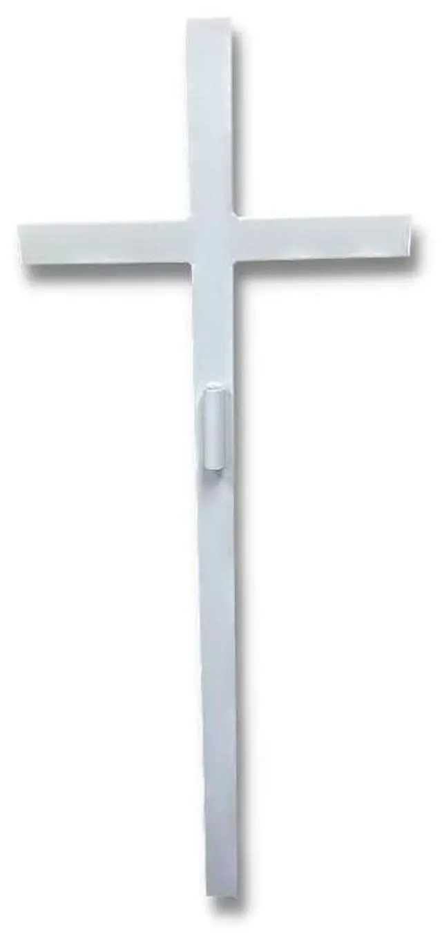 Main image of Large Memorial Cross - Perfect For Outdoor And Memorial Sites - Steel Grave Marker White Powder Coat Finish - Headstone Replacement - Made In The USA