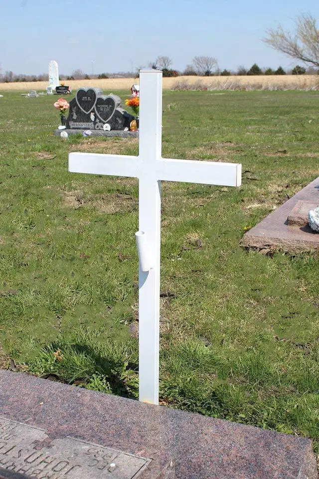 Alt view image 6 of 6 - Large Memorial Cross - Perfect For Outdoor And Memorial Sites - Steel Grave Marker White Powder Coat Finish - Headstone Replacement - Made In The USA