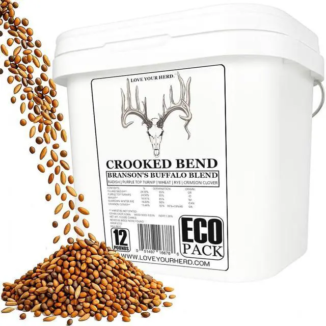 Main image of Branson's Buffalo Blend, 12LB EcoPack, Whitetail Food Plot Seed for Deer, Turkey, Pheasant, Dove, Elk & Duck, Plant Seeds Grow Forage to Feed & Attract Wildlife to Hunting Plots, No Till