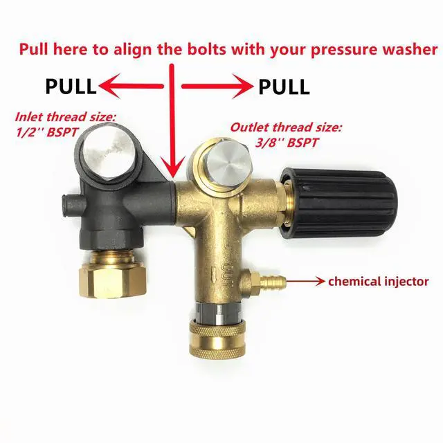 Alt view image 2 of 6 - Unloader Adjustable Pull to Align For Honda GX340 11HP GX390 13HP 1" Shaft 4000 PSI For Devilblis EXHP3640 For Annovi Reverberi RKV4G36 Pressure Washer Pump Max. Flow 6.6 GPM