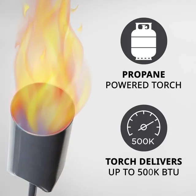Alt view image 2 of 6 - 500,00 BTU Propane Torch, Heavy Duty Weed Burner, Extra Long 10 Hose, Adjustable Flame Control & Flint Ignitor, Outdoor Weed Killer for Weeds, Snow Melting, Roofing, Roads & More